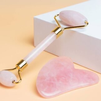 rose quartz roller & gua sha set