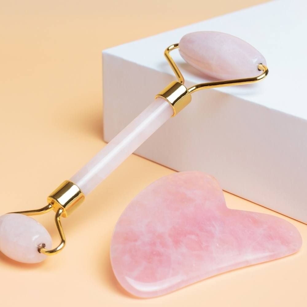 rose quartz roller & gua sha set rose quartz roller & gua sha set